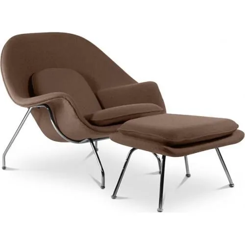  Poltrona de Design com Descanso de Pés - Estofado em Tecido - Womb image 8