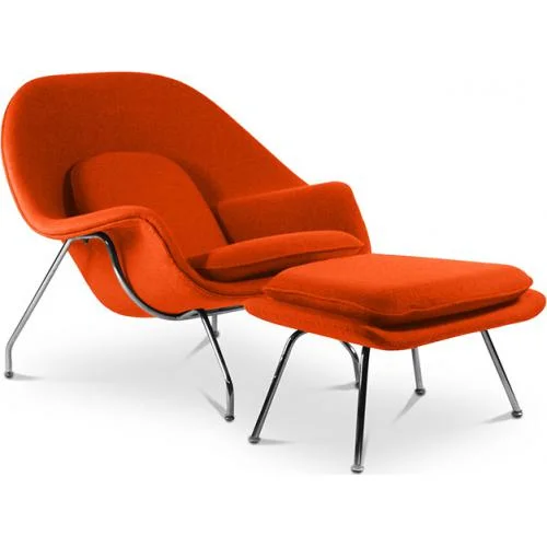  Poltrona de Design com Descanso de Pés - Estofado em Tecido - Womb image 8