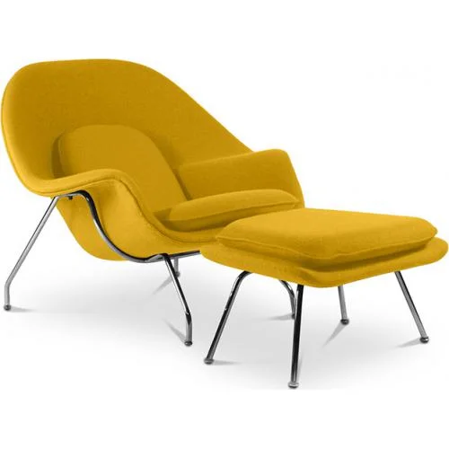  Poltrona de Design com Descanso de Pés - Estofado em Tecido - Womb image 8