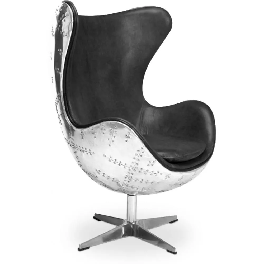  Poltrona de Design com Braços - Design em forma de Ovo - Couro e Metal - Cocoon



 image 8