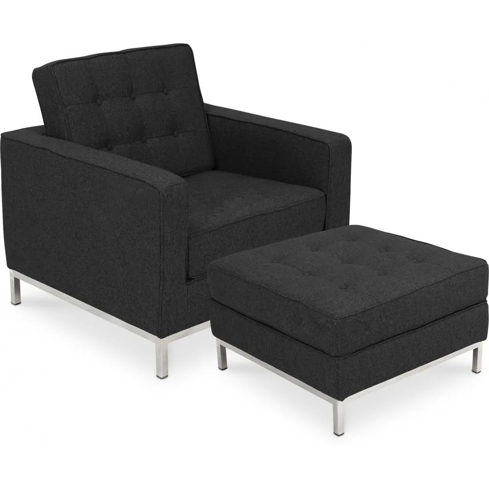 Poltrona de Design com Descanso de Pés - Estofado em Caxemira - Konel image 8
