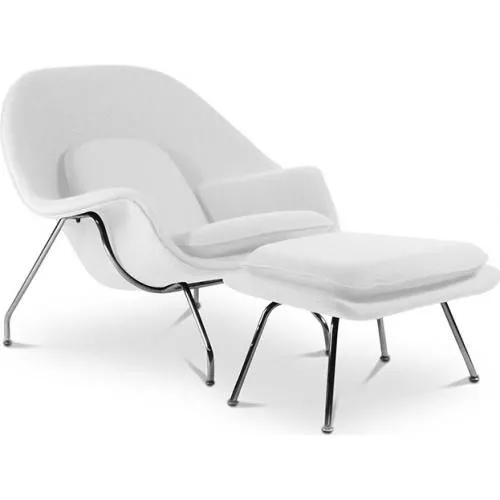  Poltrona de Design com Descanso de Pés - Estofado em Tecido - Womb image 8