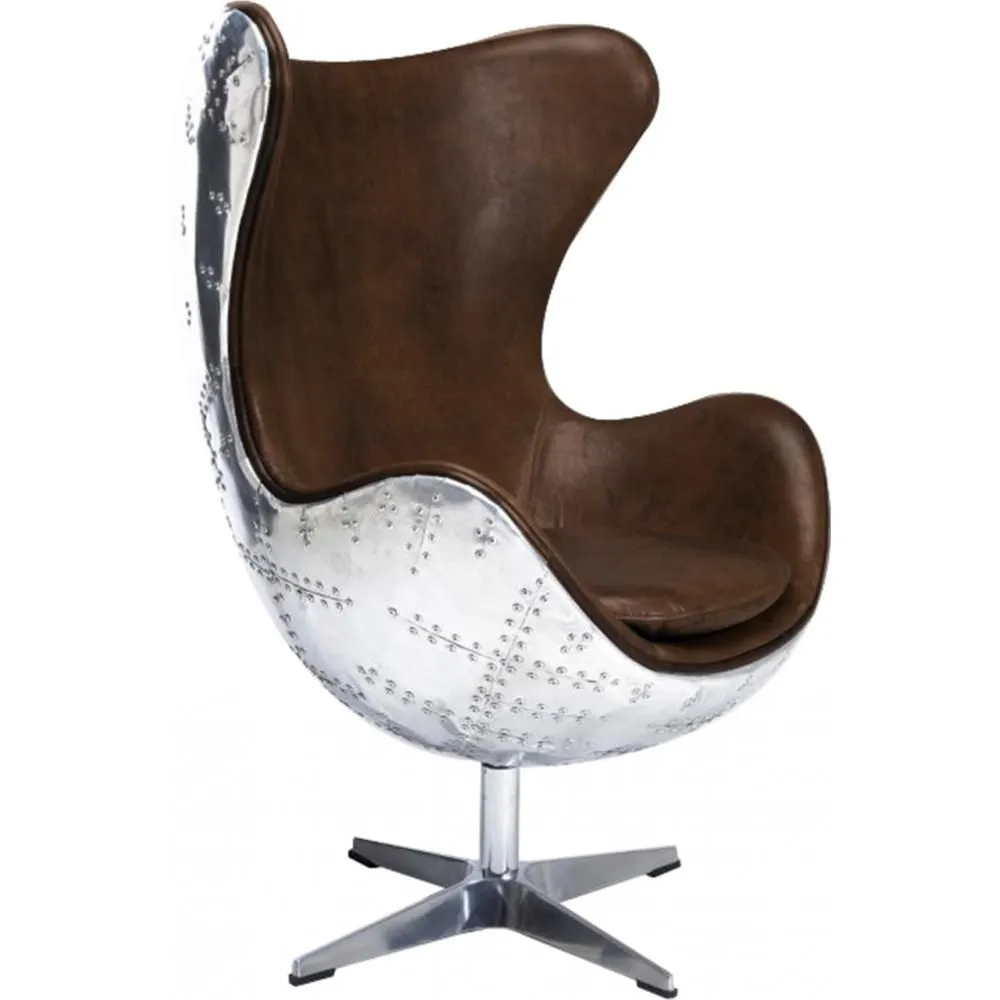 Poltrona com Braços - Estilo Aviador - Couro e Metal - Cocoon image 8