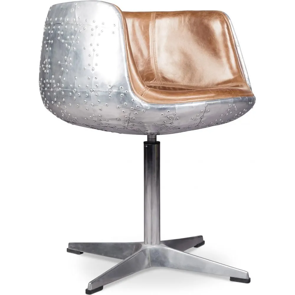 Cadeira Lounge - Cadeira de design - Couro e metal - Conhaque image 8