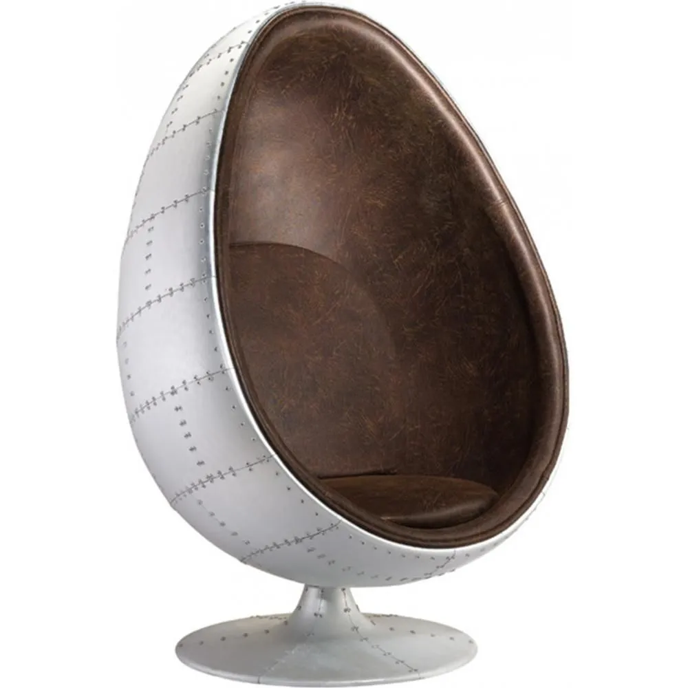 Poltrona de Design Estilo Aviador em formato de Ovo - Estofada em Poliuretano - Eny image 8