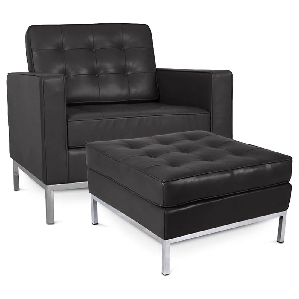 Poltrona de Design com Descanso de Pés - Estofado em Couro Sintético - Konel image 8