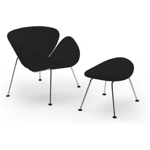 Poltrona de Design com Descanso de Pés - Estofado em Couro - Chunk image 8