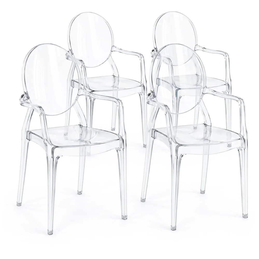 Conjunto de 4 Cadeiras de Jantar - Transparente - Design com Braços - Arthur image 8