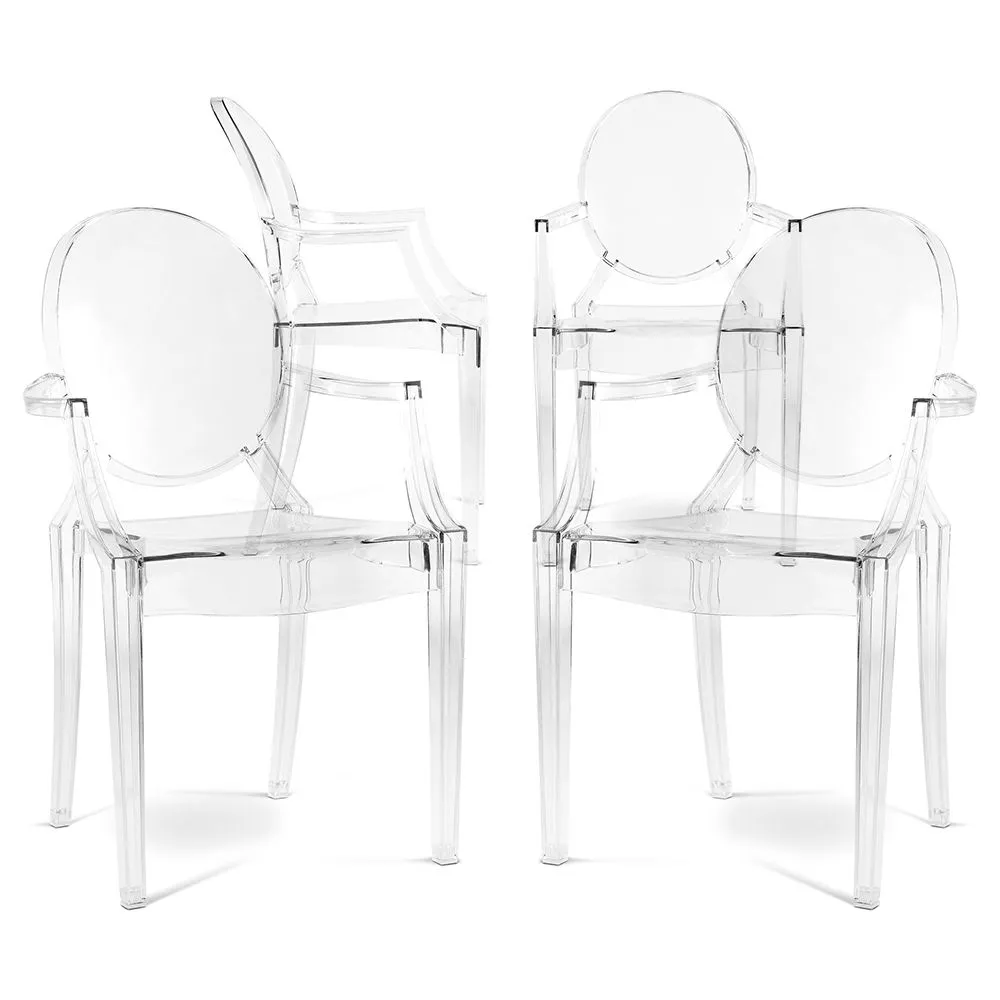 Conjunto de 4 cadeiras de jantar - Transparente - Design com braços - Louis XIV image 8