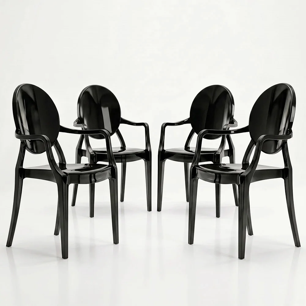 Conjunto de 4 Cadeiras de Jantar - Transparente - Design com Braços - Arthur image 8