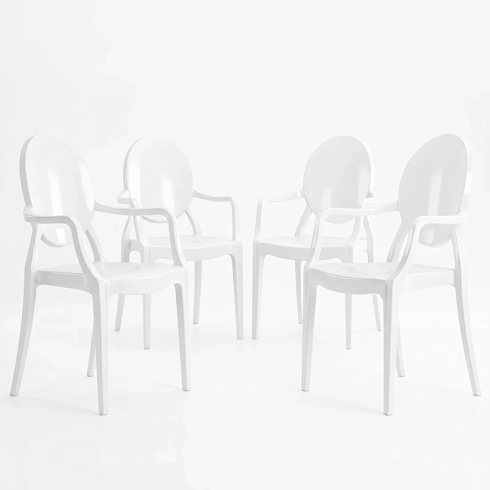 Conjunto de 4 cadeiras de jantar - Transparente - Design com braços - Louis XIV image 8
