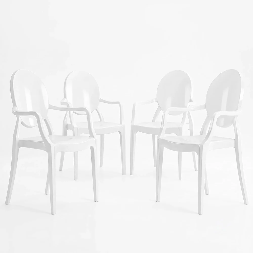 Conjunto de 4 Cadeiras de Jantar - Transparente - Design com Braços - Arthur image 8