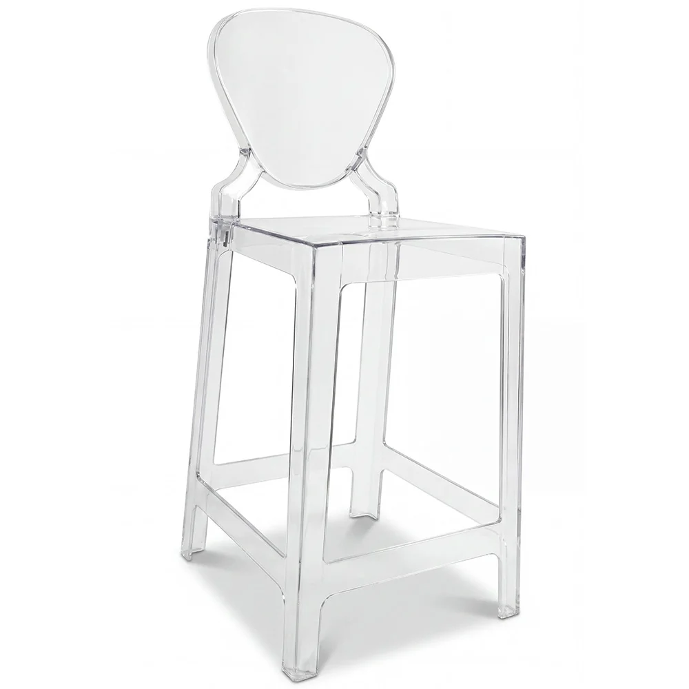 Banco Bar com Encosto - Design Transparente - 75cm - Victoria Queen image 8