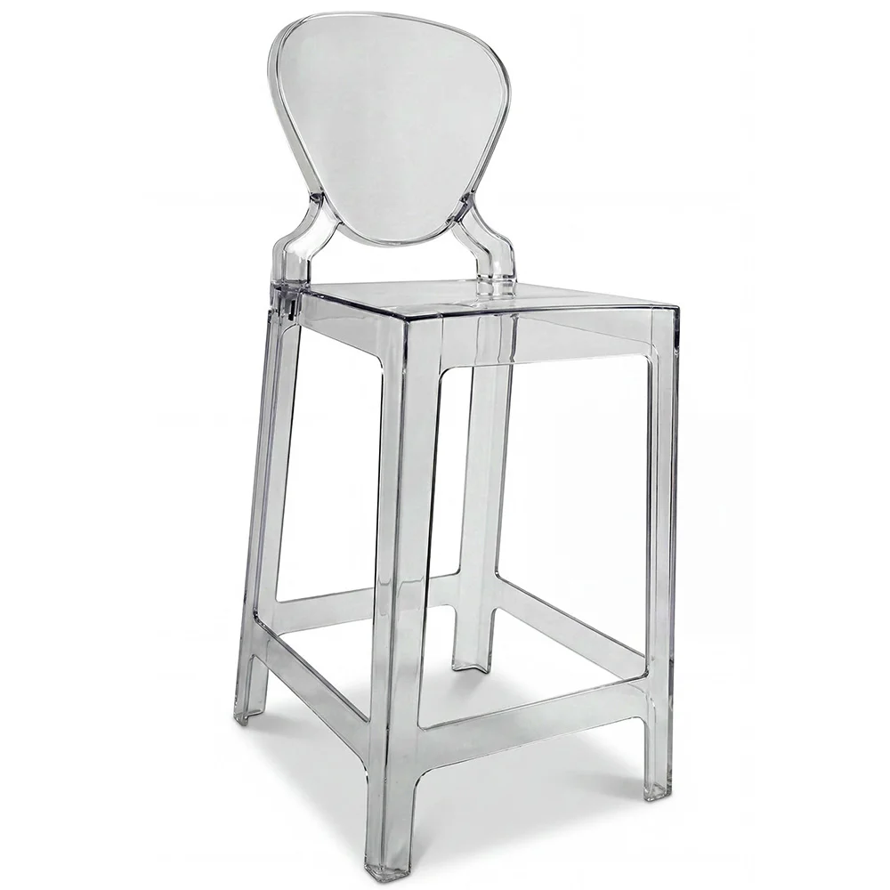 Banco Bar com Encosto - Design Transparente - 75cm - Victoria Queen image 8