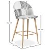 Banco estofado em patchwork - Estilo escandinavo - 66cm -  Preto e branco - Evelyne image 7