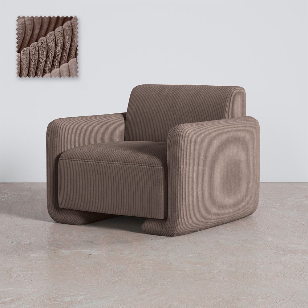 Poltrona Estofada Em Veludo Cotelê – Design Moderno - November image 8