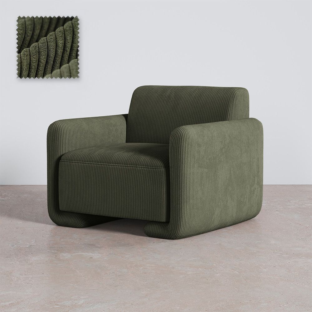 Poltrona Estofada Em Veludo Cotelê – Design Moderno - November image 8