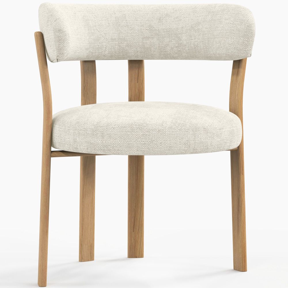 Poltrona de sala de estar com apoios de braços estofada em Chenille – Pernas com efeito de Carvalho – Design ergonômico e moderno – Okare image 8