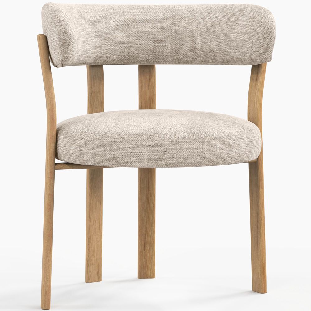 Poltrona de sala de estar com apoios de braços estofada em Chenille – Pernas com efeito de Carvalho – Design ergonômico e moderno – Okare image 8