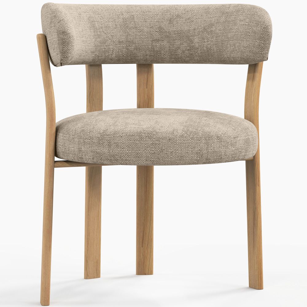 Poltrona de sala de estar com apoios de braços estofada em Chenille – Pernas com efeito de Carvalho – Design ergonômico e moderno – Okare image 8